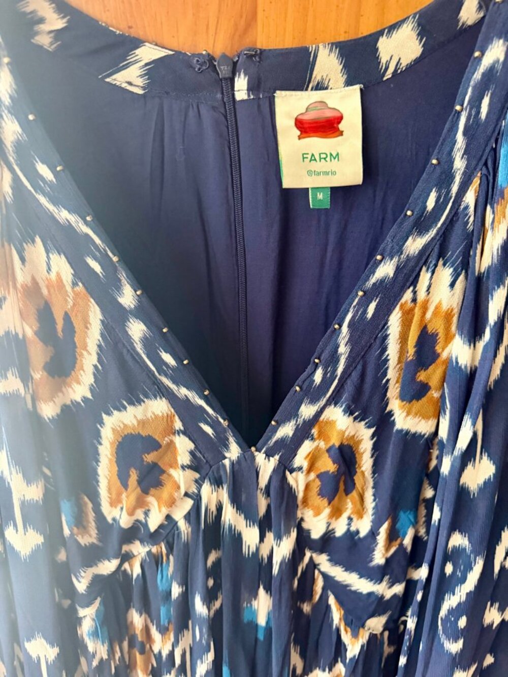 FARM RIO Pineapple Ikat Blue Maxi Dress (SIZE M) - Picture 4 of 7